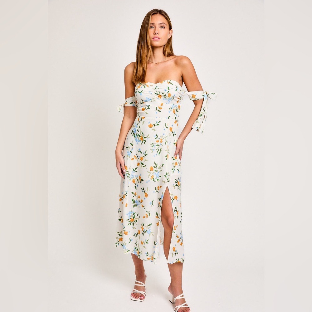 NWT Floral Off-Shoulder White Dress